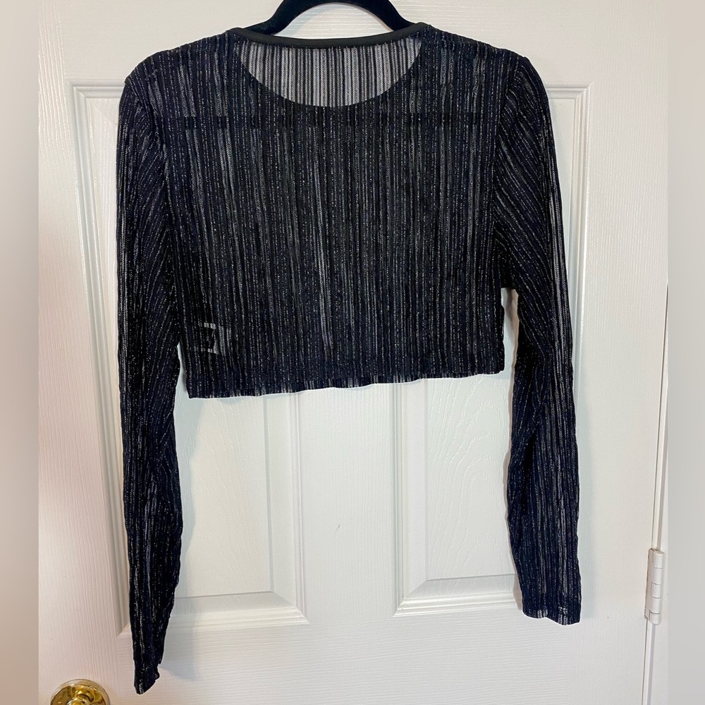 SHEIN Plus Size Glitter Mesh Stripped Crop Top - Picture 2 of 3